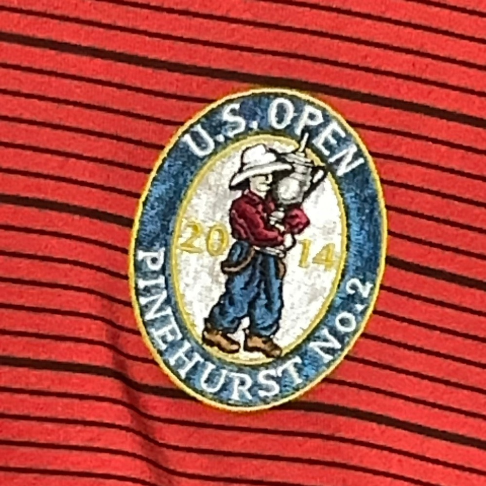 Adidas Pinehurst 1895 US Open 2014 Golf Polo Shirt Mens Large Red Black Striped - Picture 3 of 13